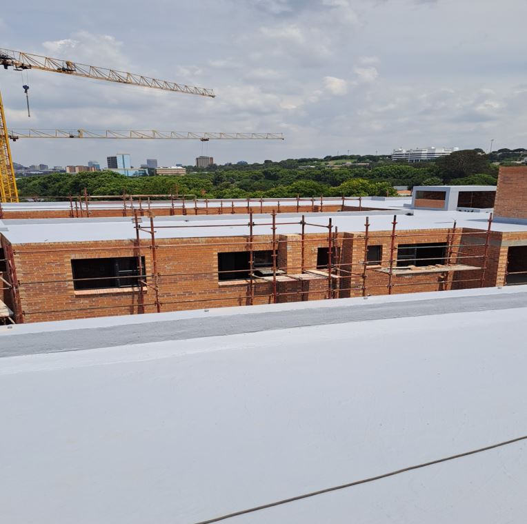 Roof waterproof paint , liquid rubber fiber and liquid rubber . Roof completed by trusted painters roof repair company