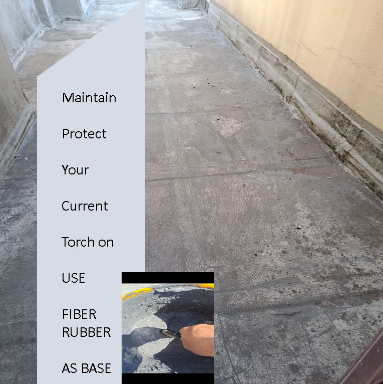 liquid rubber fiber for torch on systems. fill cracks