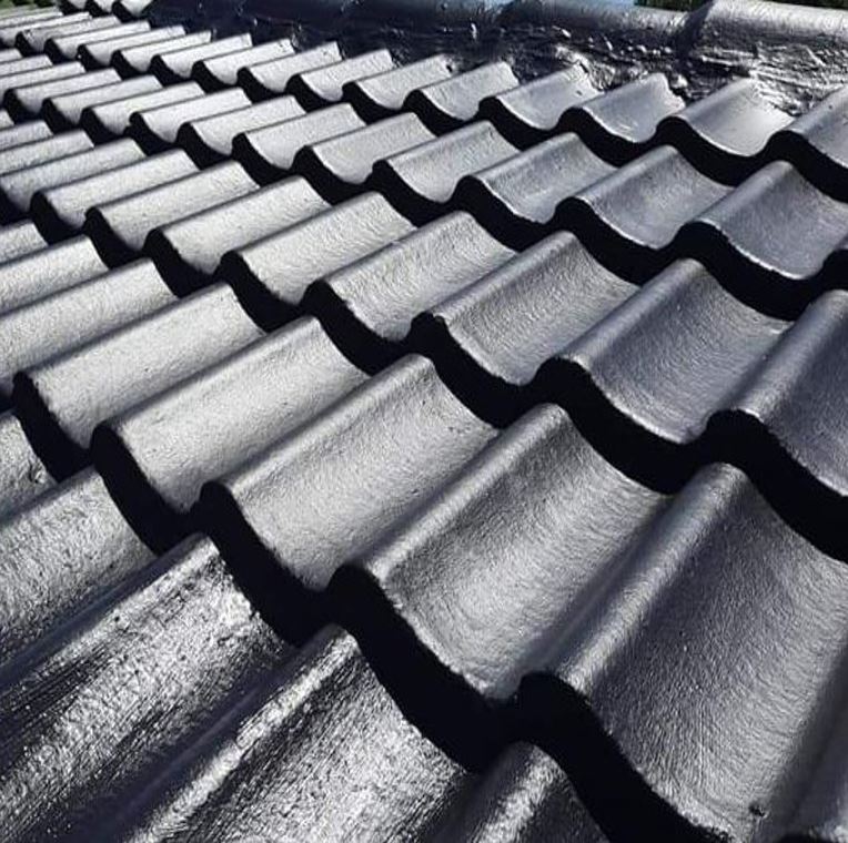 Seal Guard black, black rubber roof paint on a tiled roof