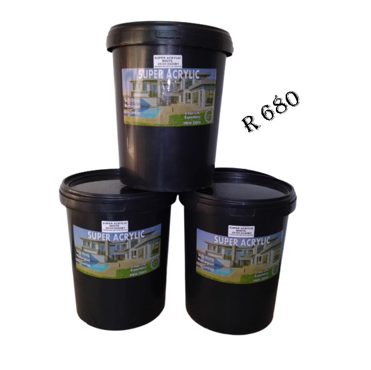 super acrylic interior / exterior paint for only R680 a 20Liter available at trusted painters or CT Solutions Africa Pty ltd