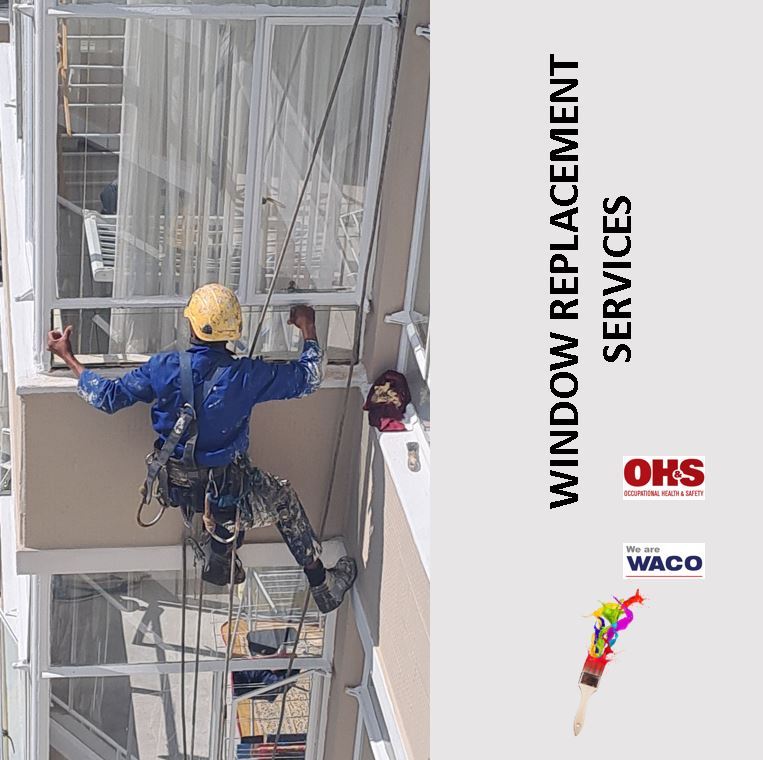 trusted painters , rope access technicians for hire to replace windows at heights